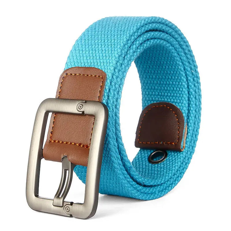 Men's Canvas Pin Buckle Closure Mixed Colors Pattern Belts