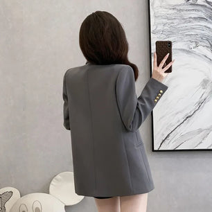 Women's Notched Collar Long Sleeve Single Breasted Casual Blazer