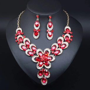 Women's Copper Alloy Crystal Flower Shaped Bridal Jewelry Set