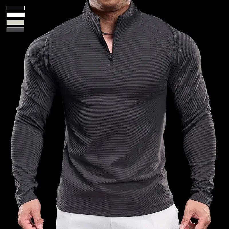 Men's Polyester Long Sleeve Pullover Closure Casual T-Shirt