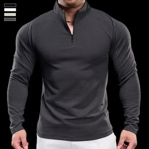 Men's Polyester Long Sleeve Pullover Closure Casual T-Shirt