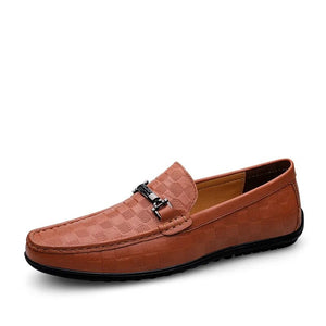 Men's Genuine Leather Square Toe Slip-On Closure Casual Shoes