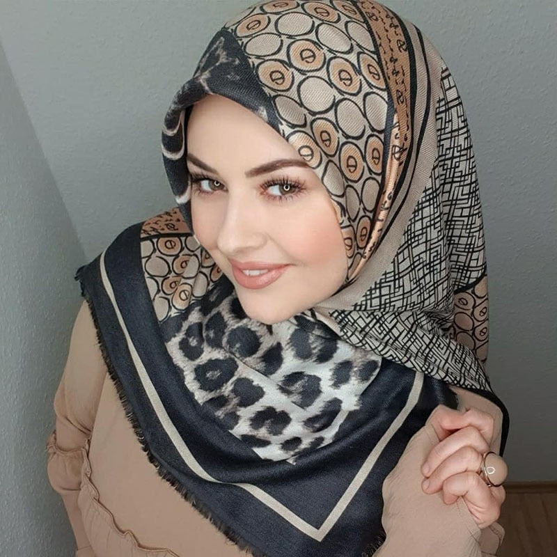 Women's Arabian Modal Head Wrap Printed Pattern Luxury Hijabs