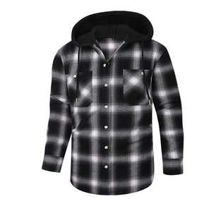 Men's Cotton Full Sleeves Single Breasted Closure Hooded Jacket