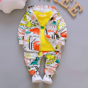 Kid's Boy Polyester Long Sleeves Zipper Closure Printed Clothes