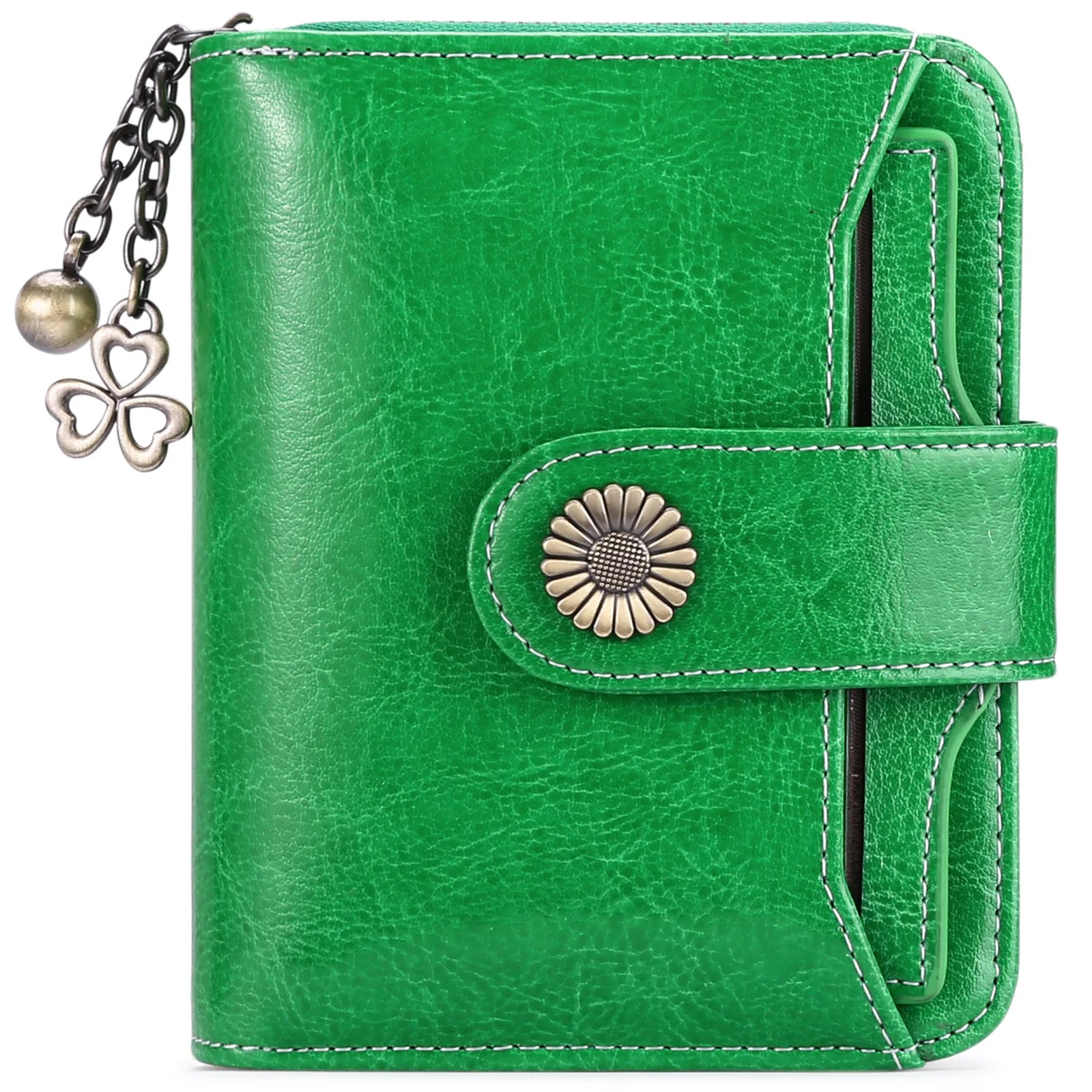 Women's Genuine Leather Zipper Hasp Closure Card Holder Wallet