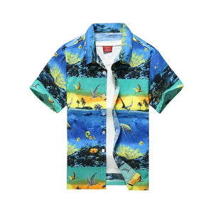 Men's Polyester Turn-Down Collar Short Sleeves Casual Wear Shirts