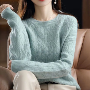 Women's Acrylic O-Neck Full Sleeves Knitted Pullover Sweater