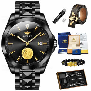 Men's Tungsten Steel Automatic Round Shape Waterproof Watch