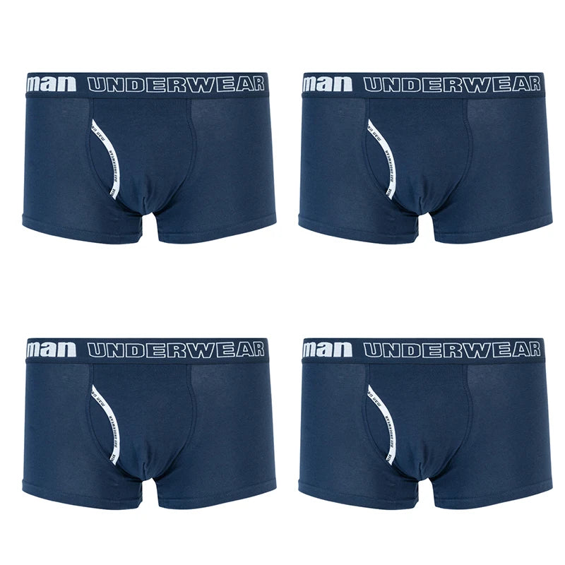 Men's Spandex 4Pcs Breathable Solid Underpants Boxer Shorts