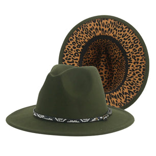 Women's Polyester Leopard Pattern Trendy Sun Protection Brim Hat