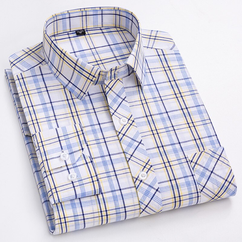 Men's Cotton Turn-Down Collar Long Sleeves Single Breasted Shirt