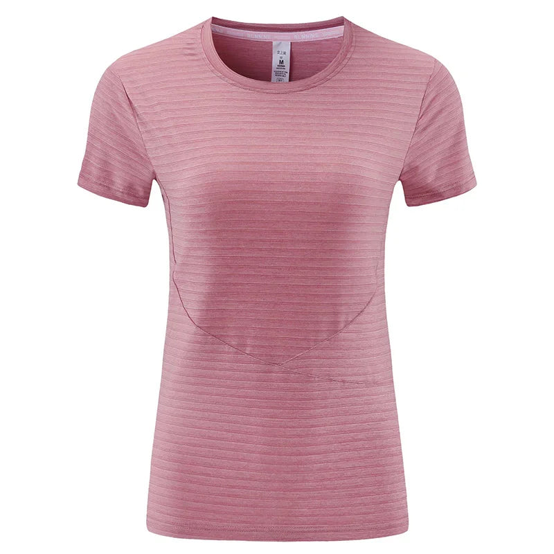 Women's Nylon O-Neck Short Sleeves Fitness Yoga Workout Top