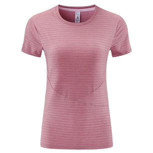 Women's Nylon O-Neck Short Sleeves Breathable Yoga Workout Top