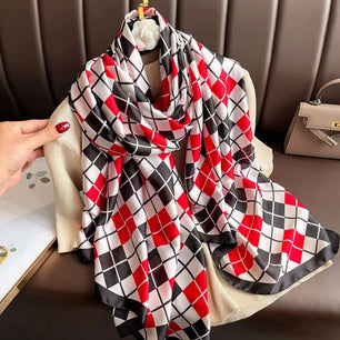 Women's Silk Neck Wrap Printed Pattern Trendy Beach Scarves