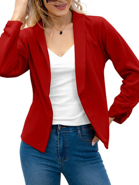 Women's Cotton Notched Collar Long Sleeves Casual Wear Blazers