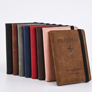 Men's PU Leather Hasp Closure Letter Pattern Passport Wallets