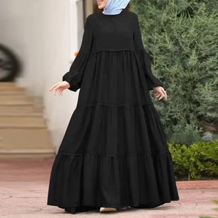 Women's Arabian Polyester Full Sleeve Solid Pattern Casual Dress