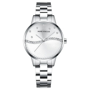 Women's Stainless Steel Round Shaped Waterproof Luxury Watch