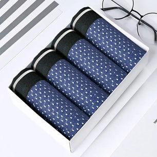 Men's 4 Pcs Cotton Breathable Dotted Pattern Loose Boxer Shorts