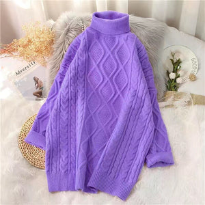 Women's Turtleneck Acrylic Full Sleeves Casual Knitted Sweater