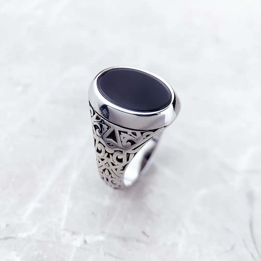 Women's 100% 925 Sterling Silver Classic Geometric Pattern Ring