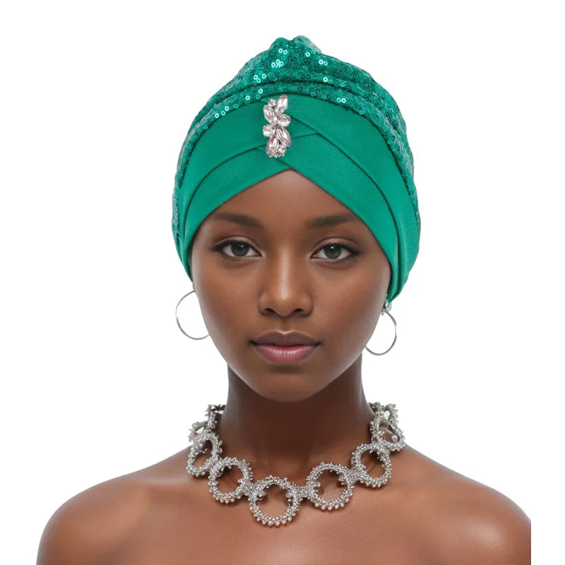 Women's Arabian Polyester Head Wrap Sequin Pattern Elegant Hijabs