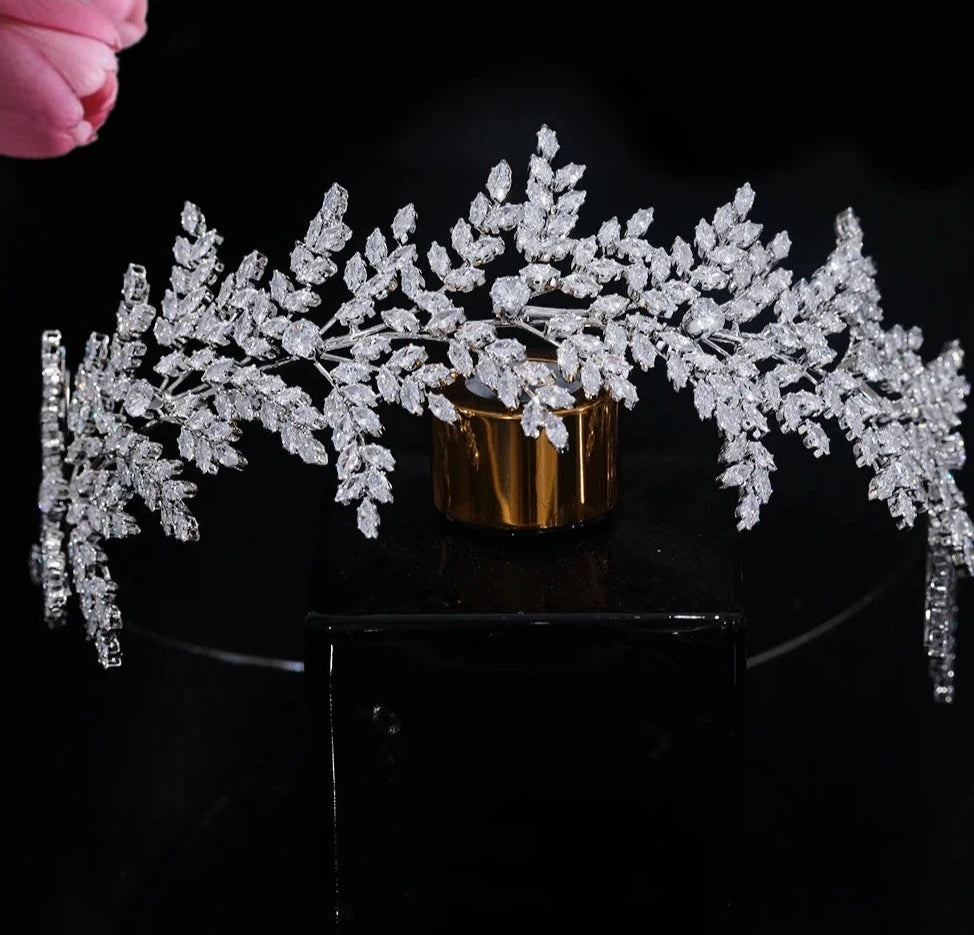 Women's Copper Plant Pattern Tiaras Elegant Bridal Wedding Crown