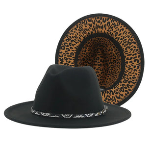 Women's Polyester Leopard Pattern Trendy Sun Protection Brim Hat