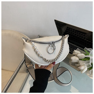 Women's PU Leather Zipper Closure Solid Pattern Crossbody Bag