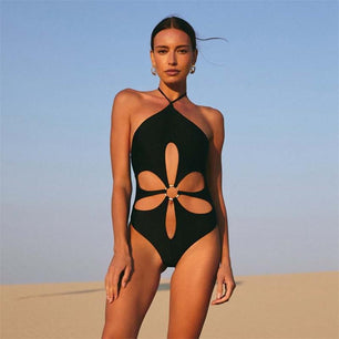 Women's Spandex One Piece Floral Pattern Beachwear Swimsuit