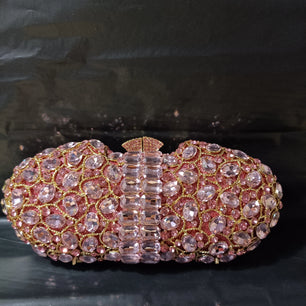 Women's Metallic Hasp Closure Rhinestone Luxury Wedding Clutch