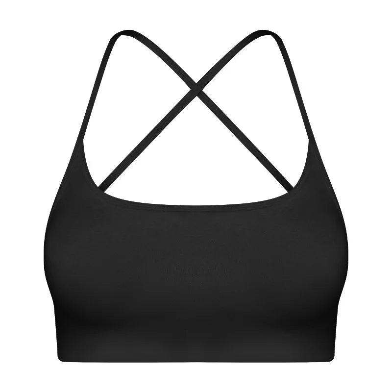 Women's Nylon Square-Neck Sleeveless Shockproof Yoga Crop Top