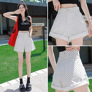 Women's Cotton High Waist Button Fly Closure Casual Wear Shorts