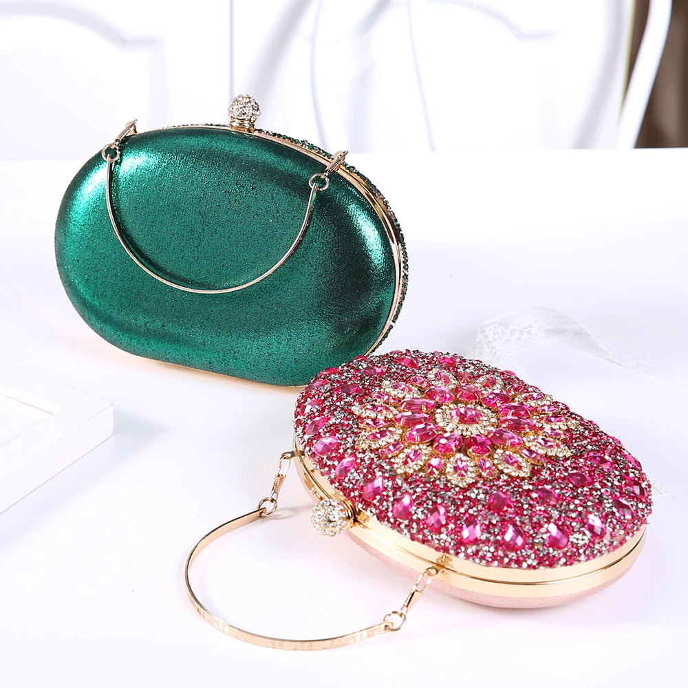 Women's PU Hasp Closure Rhinestone Pattern Luxury Wedding Clutch