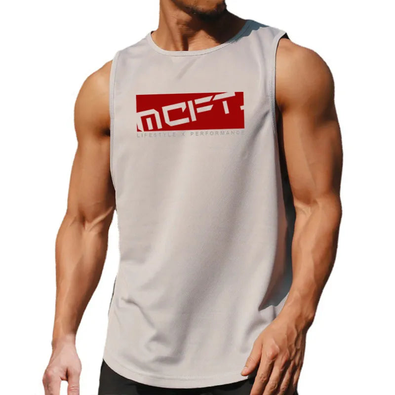 Men's O-Neck Sleeveless Quick Dry Compression Gym Wear Shirt