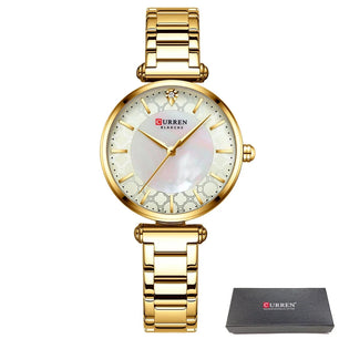 Women's Alloy Case Bracelet Clasp Luxury Round Quartz Watch