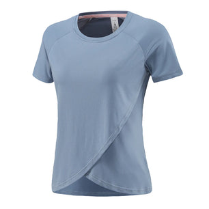 Women's Polyester O-Neck Short Sleeves Breathable Workout Top