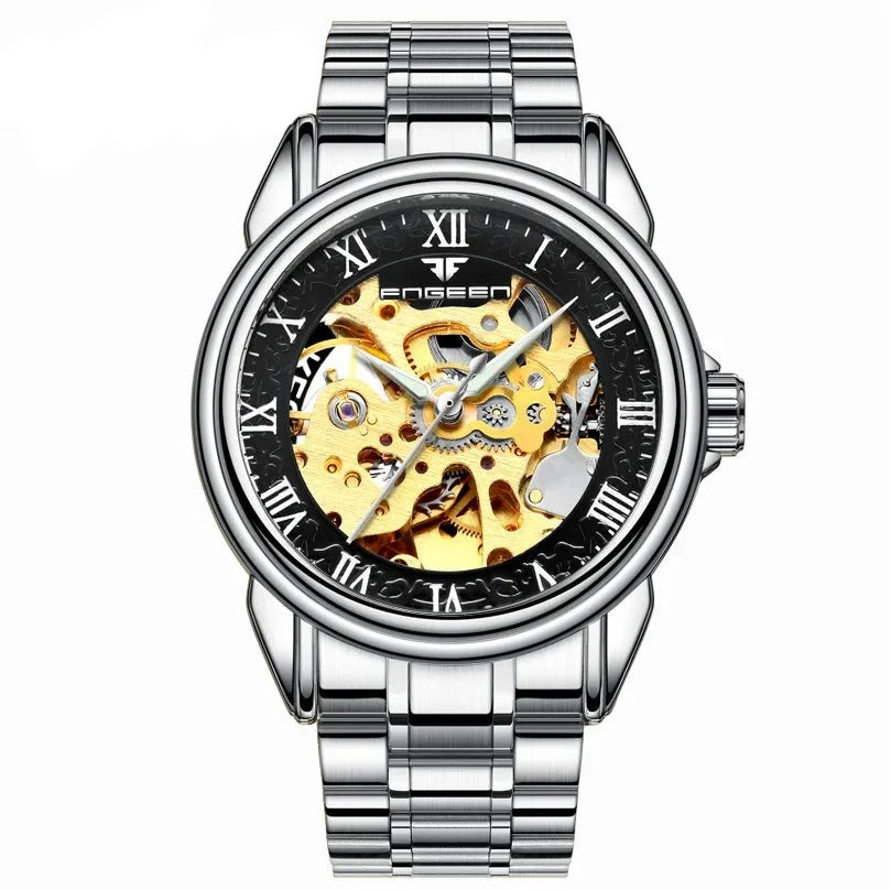 Men's Alloy Case Folding Clasp Round Shaped Waterproof Watches