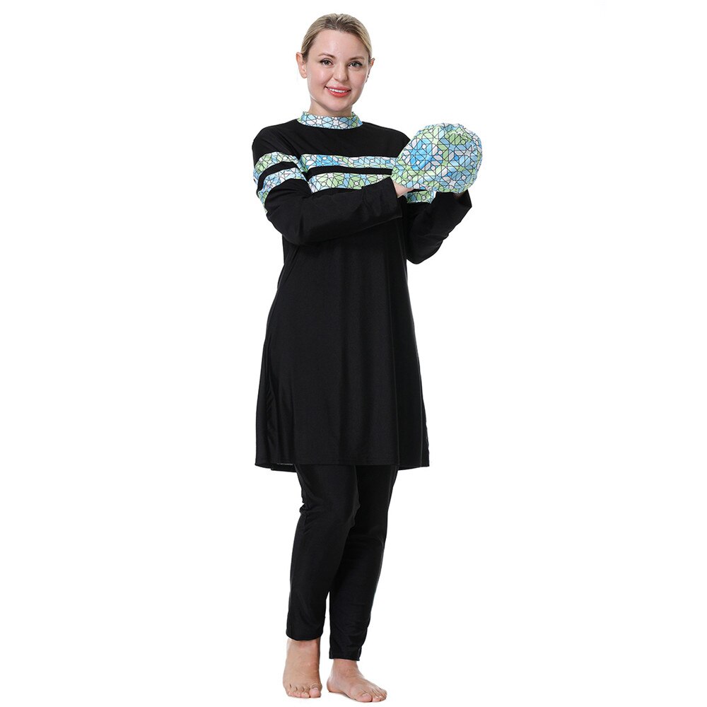 Women's Arabian Polyester Full Sleeves Modest Swimwear Dress