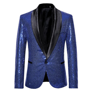 Men's Acetate Lapel Collar Long Sleeves Single Button Blazer