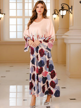 Women's Arabian Polyester Full Sleeves Printed Pattern Dress