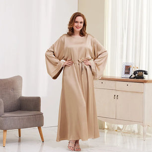 Women's Arabian Polyester Full Sleeves Solid Pattern Casual Dress