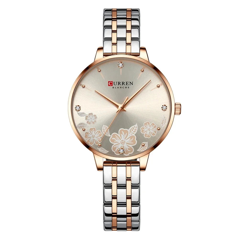 Women's Stainless Steel Round Shaped Waterproof Luxury Watch