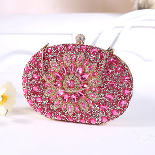 Women's PU Hasp Closure Rhinestone Pattern Luxury Wedding Clutch