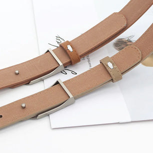 Women's PU Leather Adjustable Strap Buckle Closure Solid Belts