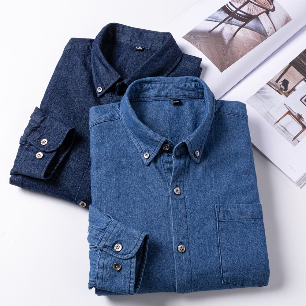 Men's Cotton Turn-Down Collar Single Breasted Casual Wear Shirt