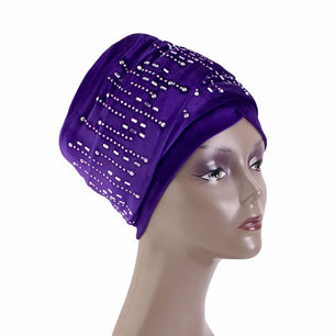 Women's Arabian Polyester Head Wrap Beaded Pattern Casual Hijabs