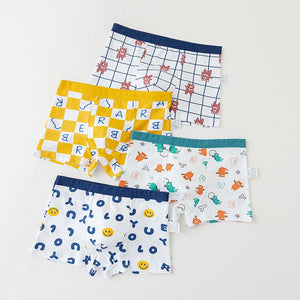 Kid's Boy 4Pcs Cotton Quick-Dry Printed Pattern Underwear Shorts