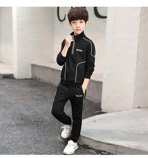 Kid's Polyester Mandarin Collar Long Sleeves Letter Two-Piece Set